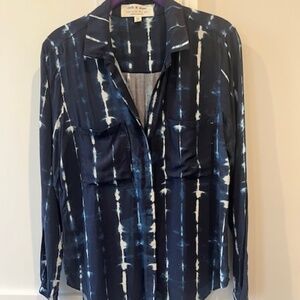 Maeve Navy Tie-Dye Long Sleeve Shirt